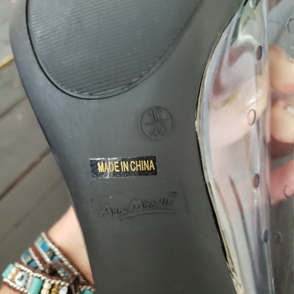 Anne Michelle Women's 10 Pumps Stiletto Heels Black Pointed Toe Clear - Picture 3 of 11